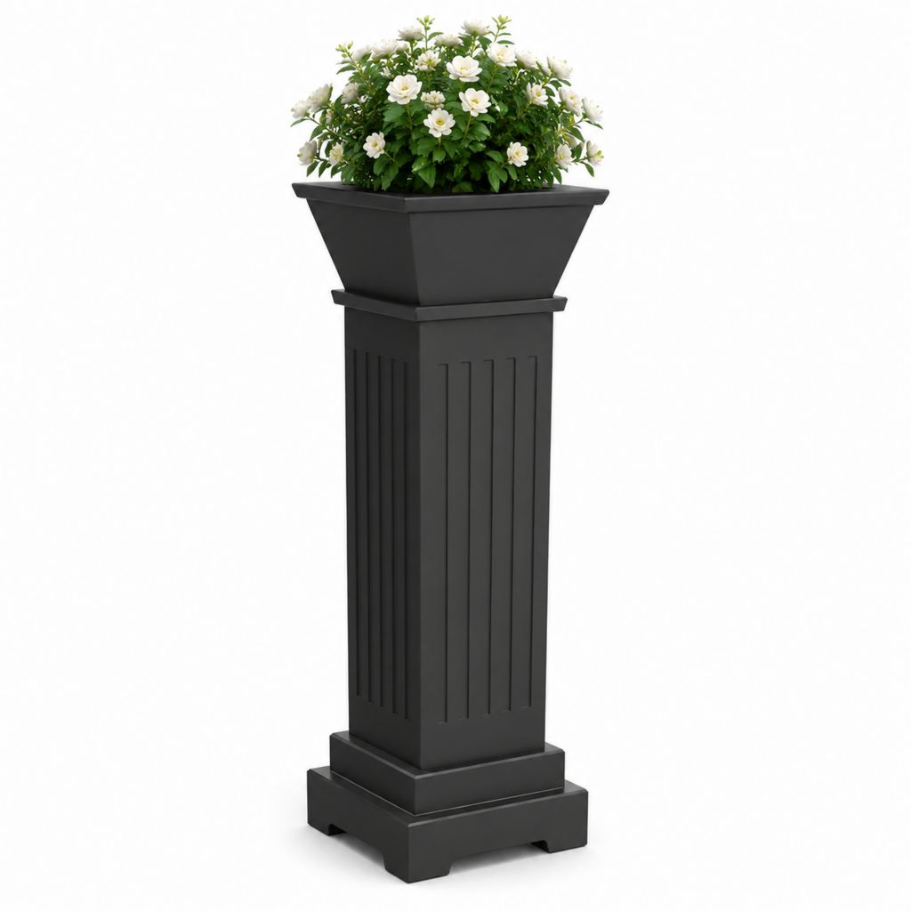 Jardinière sur pied carrée noire en polypropylène 40 x 40 x 91 cm