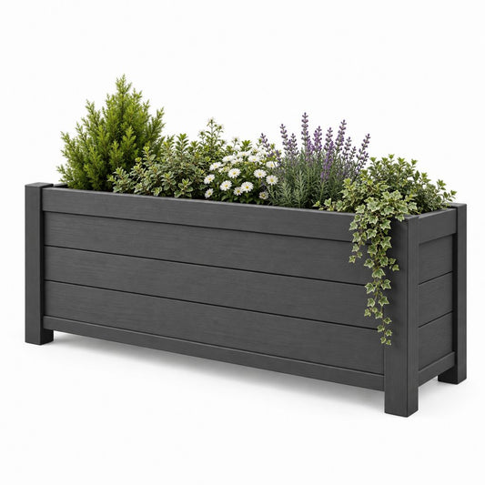 Jardinière surélevée rectangulaire anthracite en composite WPC 120 x 40 x 60 cm
