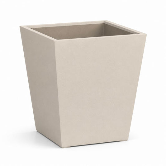 Pot de fleurs extérieur carré beige en béton fibré 40 x 40 x 60 cm