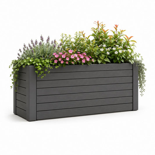 Jardinière rectangulaire anthracite en polypropylène 100 x 40 x 45 cm