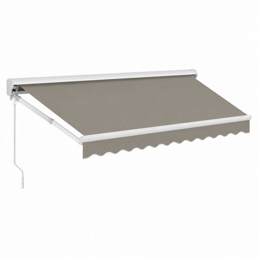 Store banne manuel rétractable taupe et blanc en polyester et aluminium 300 x 250 cm