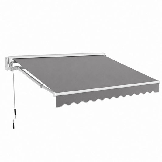 Store banne manuel rétractable gris en polyester et aluminium 300 x 250 cm