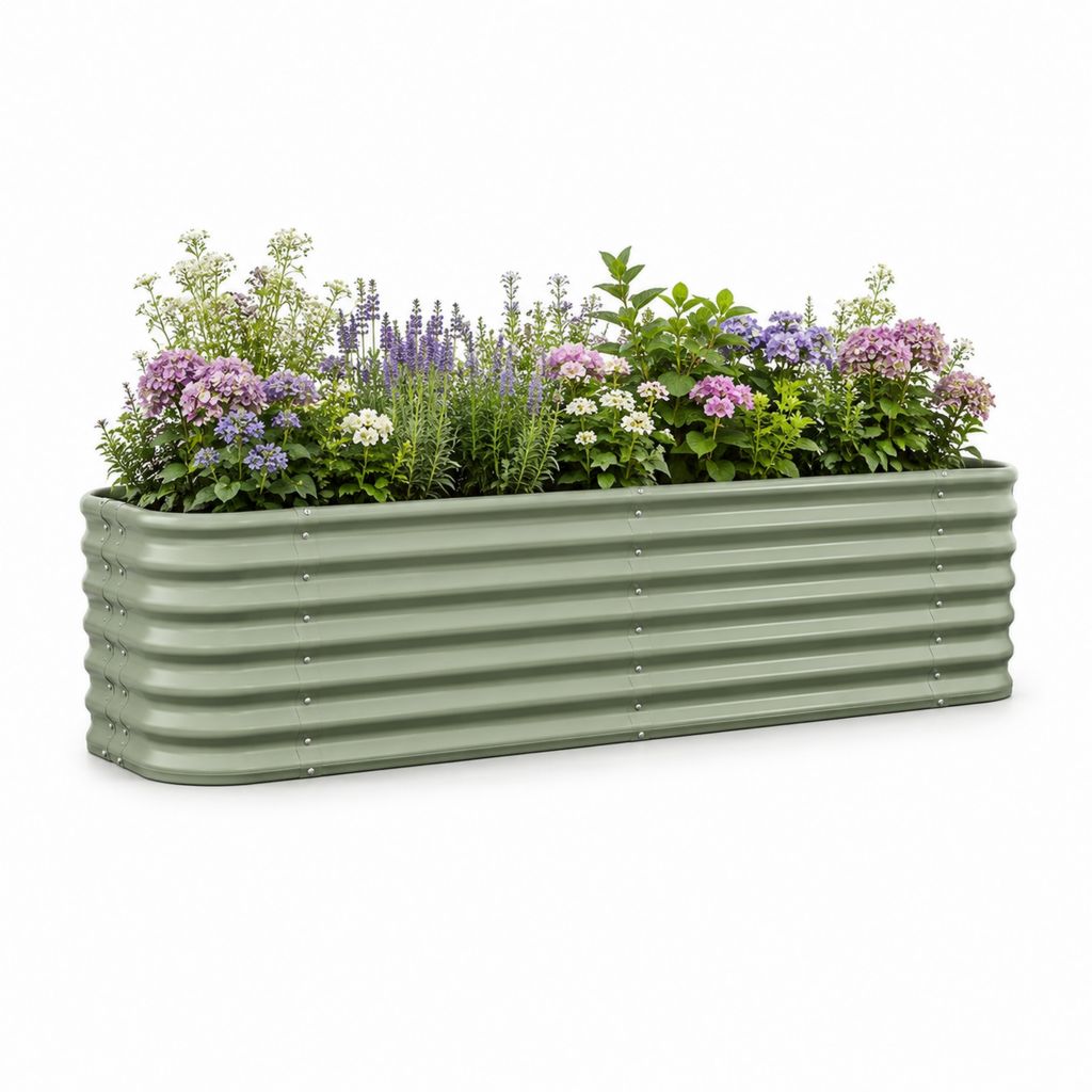 Jardinière surélevée rectangulaire en acier galvanisé vert 240 x 80 x 77 cm