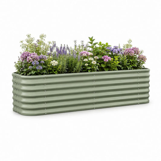 Jardinière surélevée rectangulaire en acier galvanisé vert 240 x 80 x 77 cm