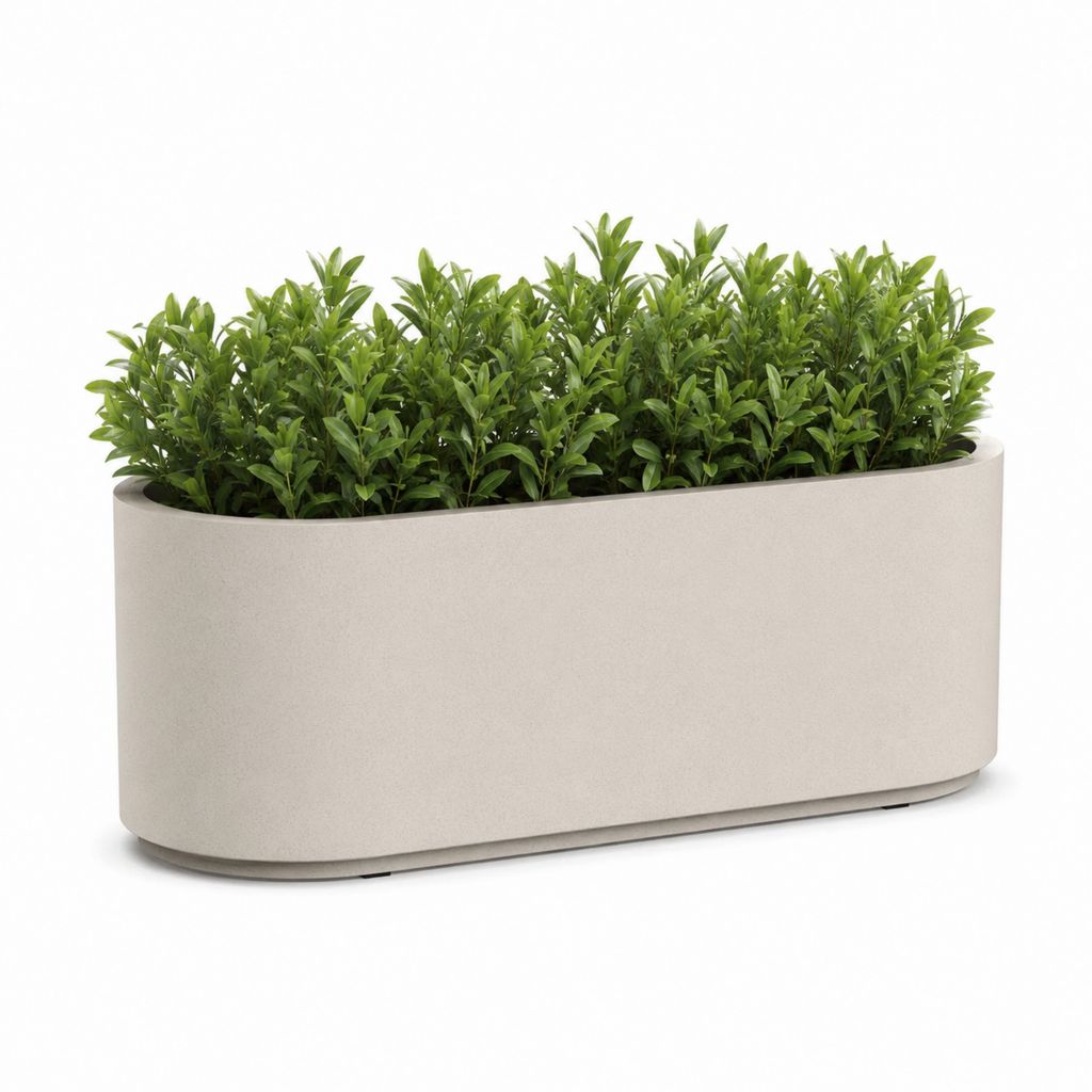 Jardinière avec plantes artificielles beige en polypropylène forme rectangulaire arrondie 80 x 30 x 60 cm