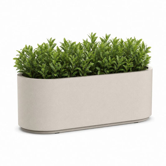 Jardinière avec plantes artificielles beige en polypropylène forme rectangulaire arrondie 80 x 30 x 60 cm